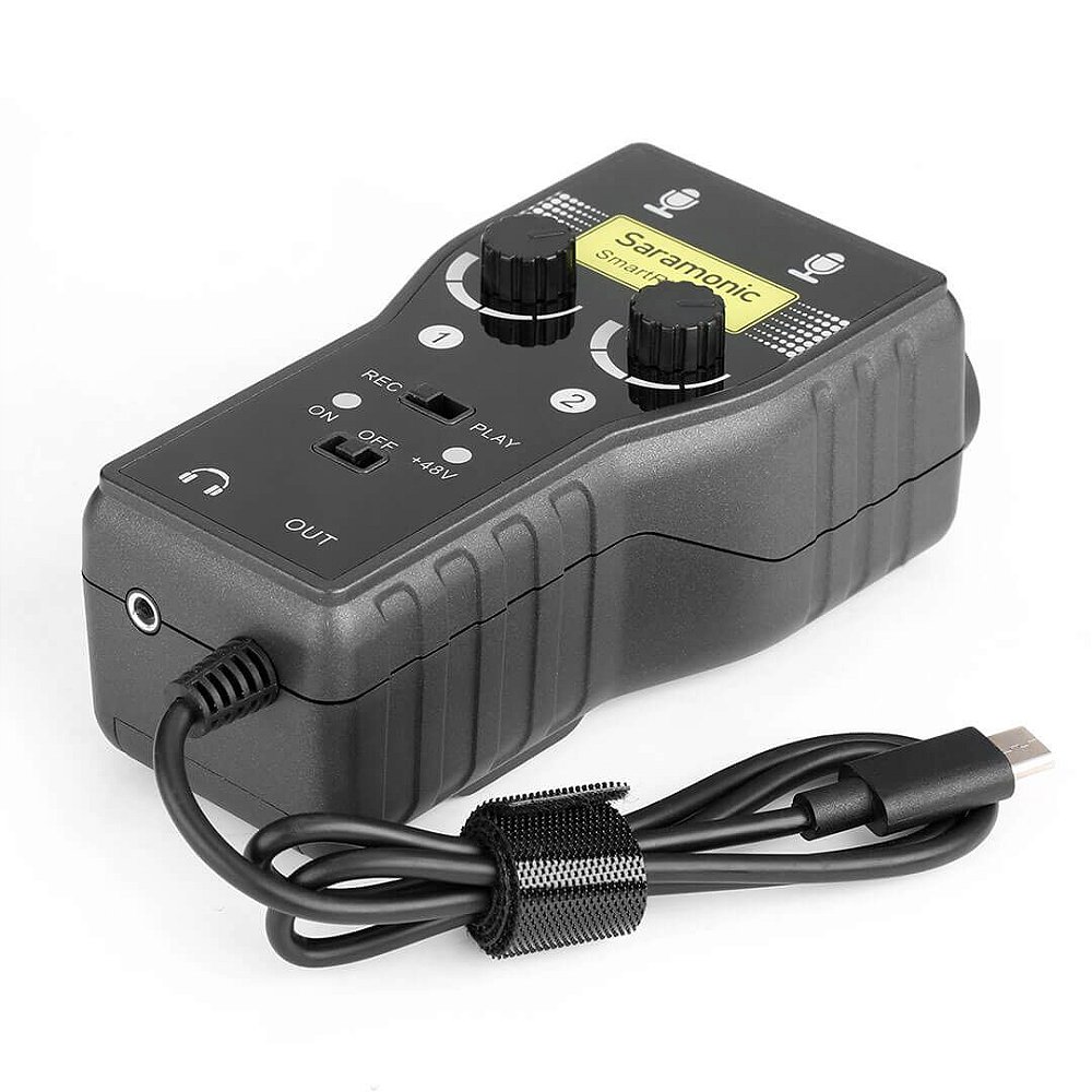 Interface de áudio 2 canais celular com conexão USBC Ideal para live Saramonic Loja oficial