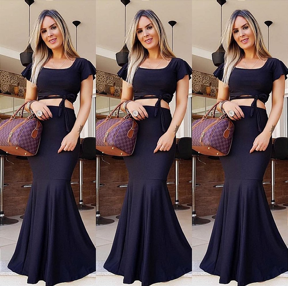 saia longa aberta na frente com cropped