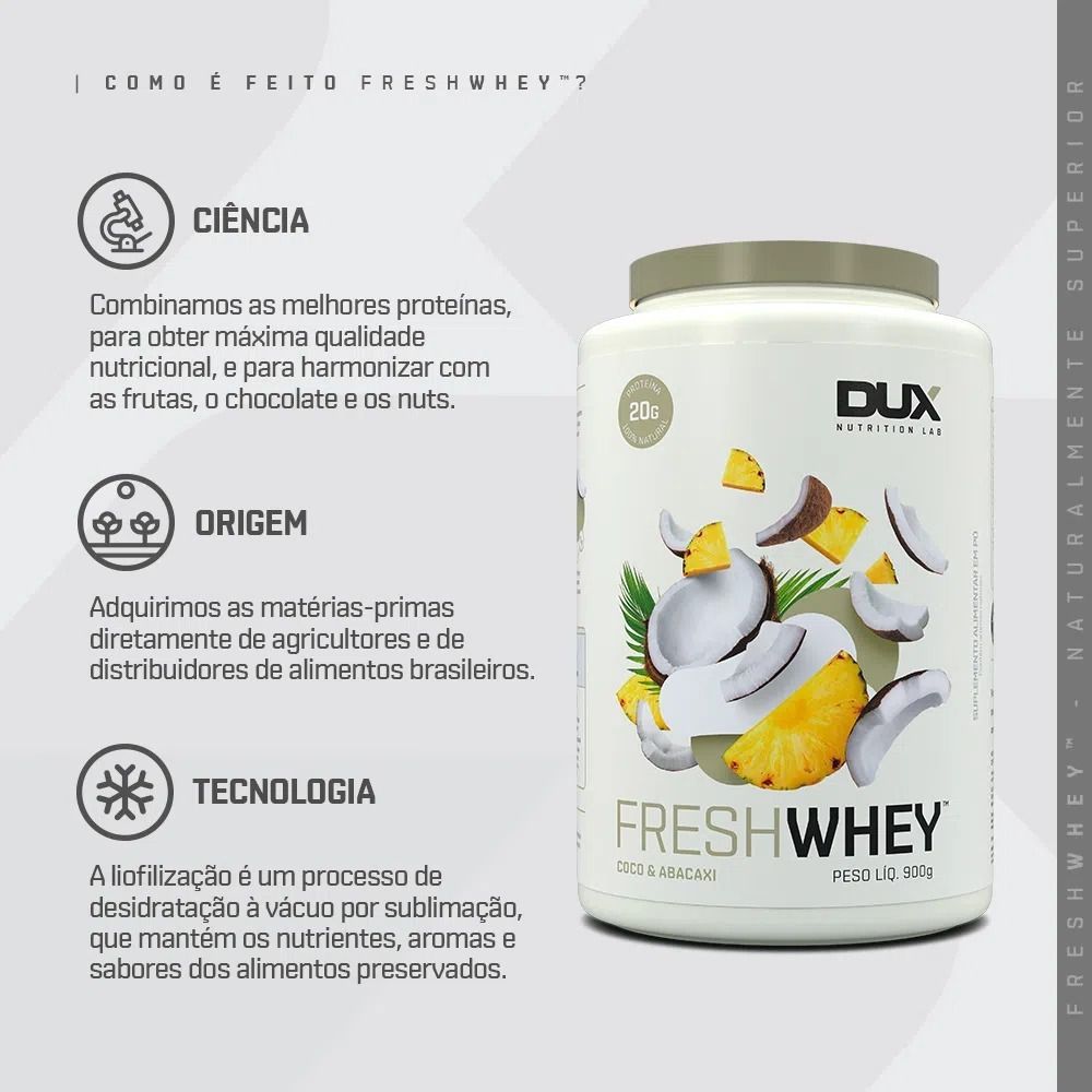 Whey Protein Conc Isolado Hidrolisado Fresh Whey 900g Dux Fast