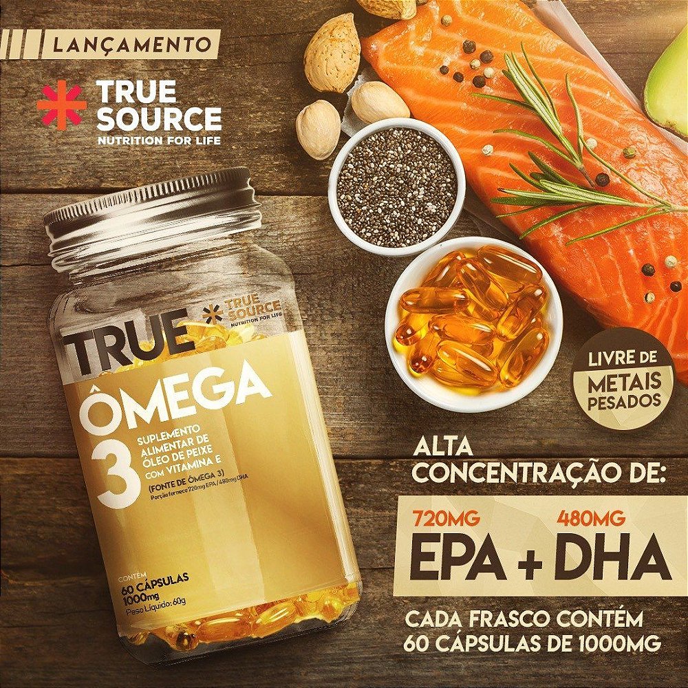 Ômega 3 Com Vitamina E True Source Selo Ifos 60 Cáps Fast Suplementos
