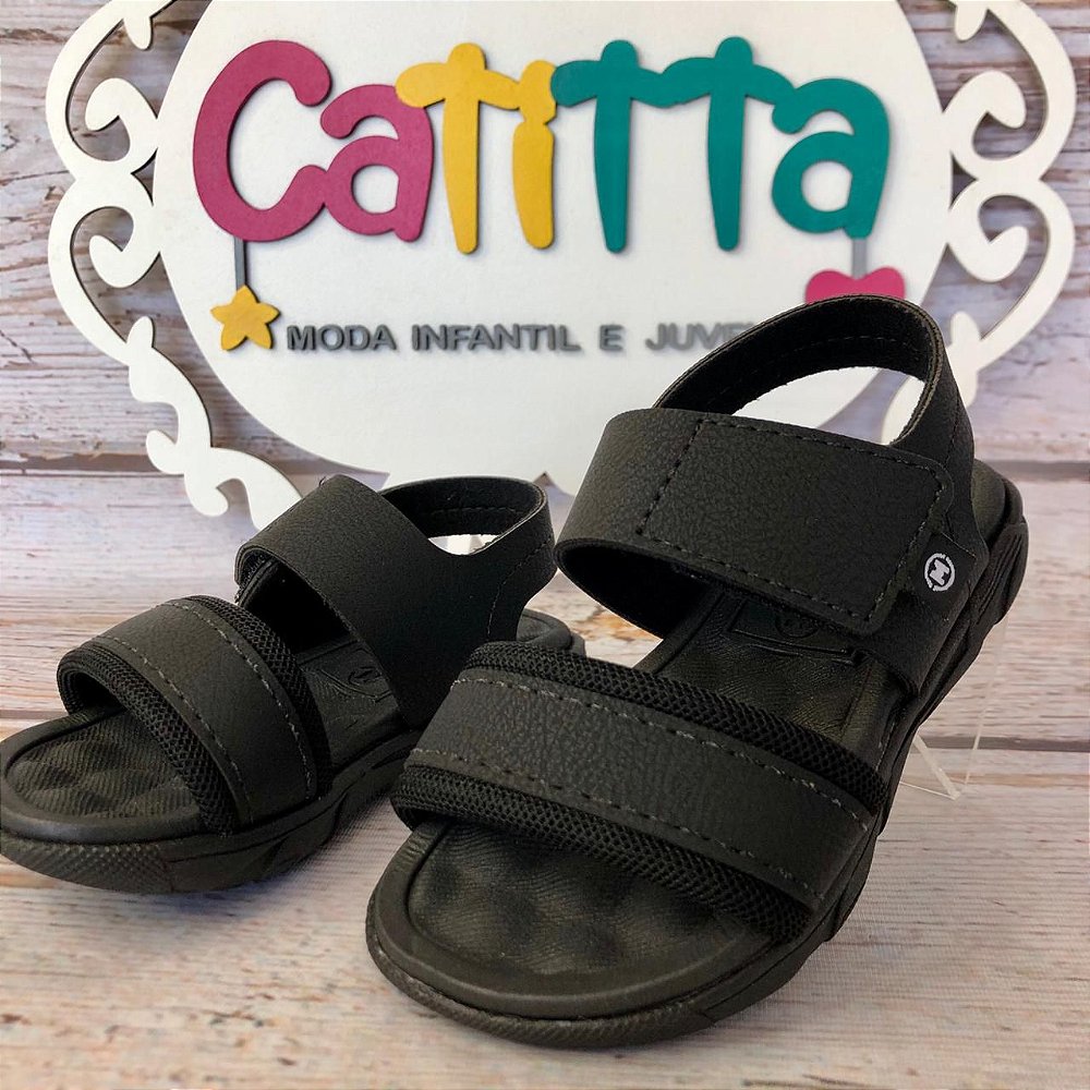 SANDÁLIA MOLEKINHO MENINO TIRAS PRETA - Catitta