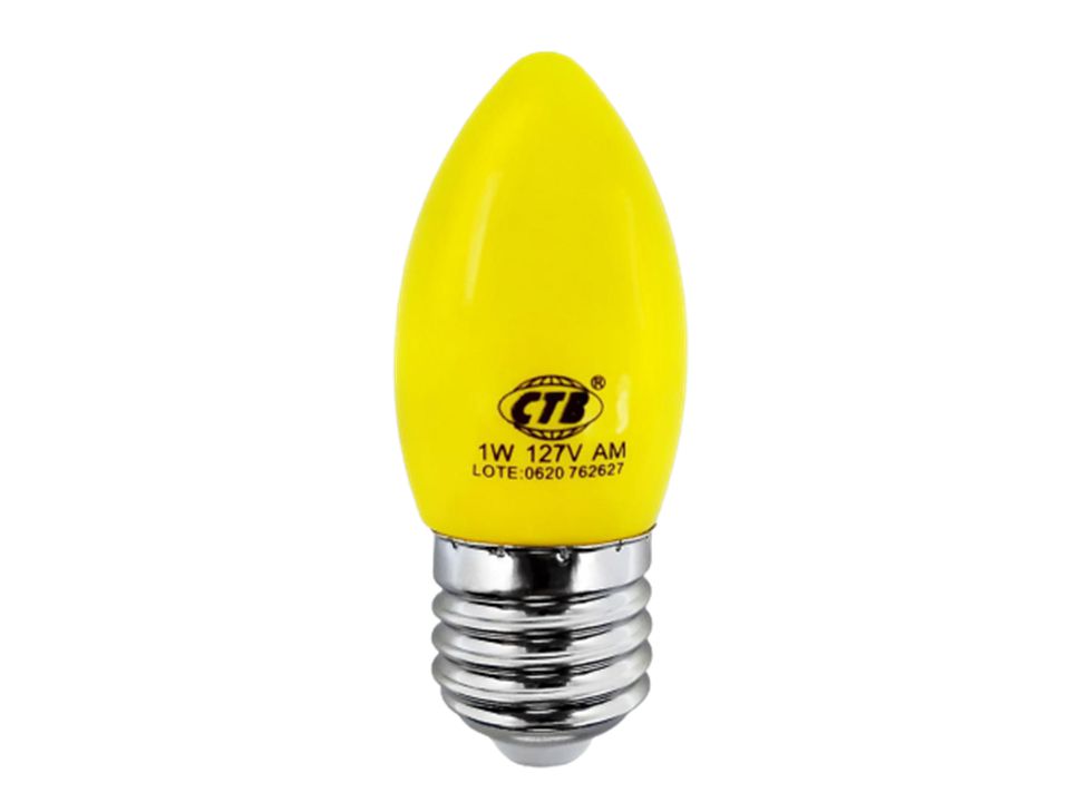 L\u00e2mpada LED Vela 1W Amarela 127V - BENLUZ- Especialistas em Ilumina\u00e7\u00e3o