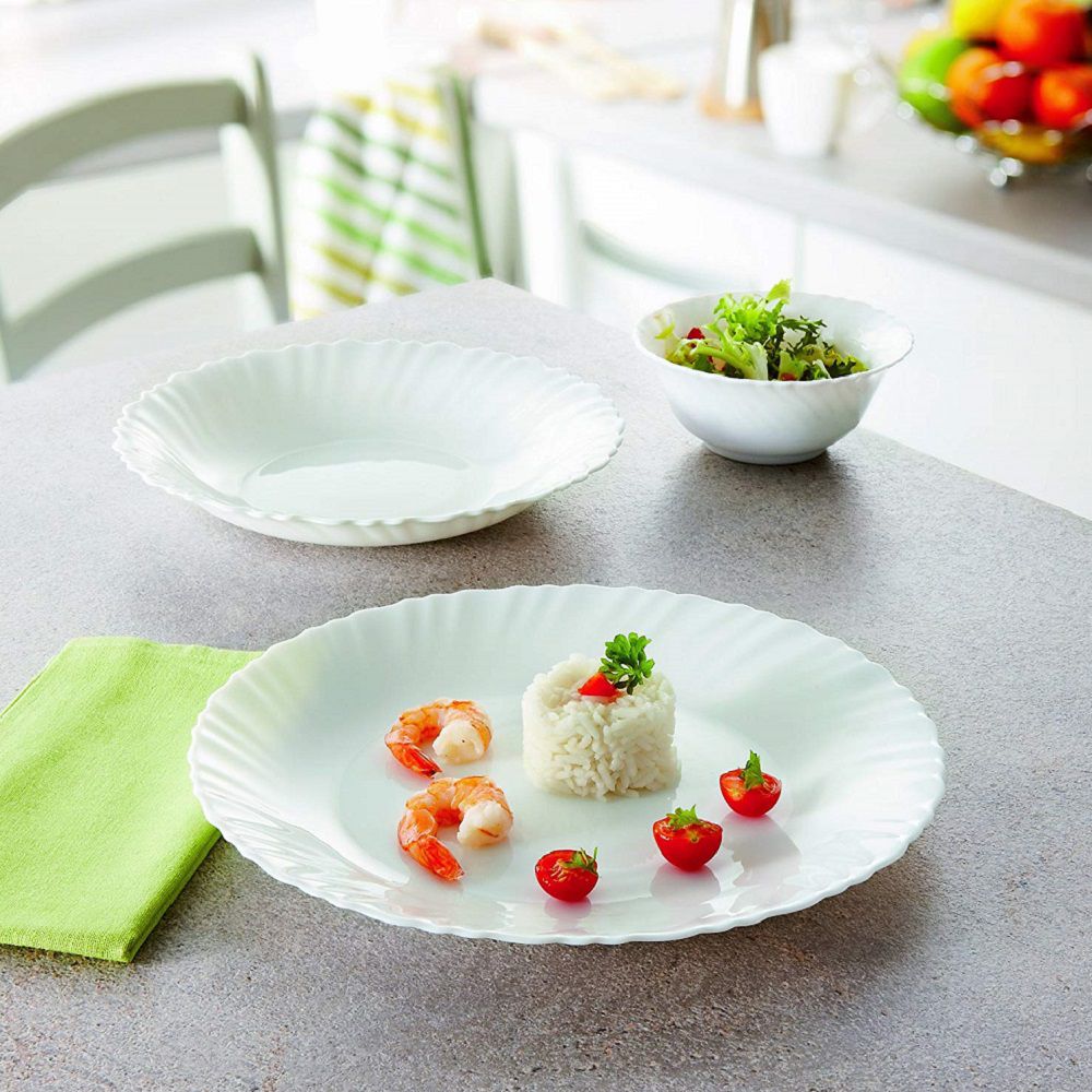 Prato Raso Branco Mesa 27cm Vidro Temperado Feston Arcoroc - Maesttro