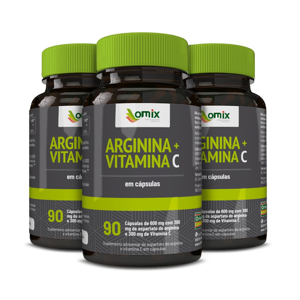 Arginina e Vitamina C - 90 cápsulas - Omix - Inovar é a nossa tradição.