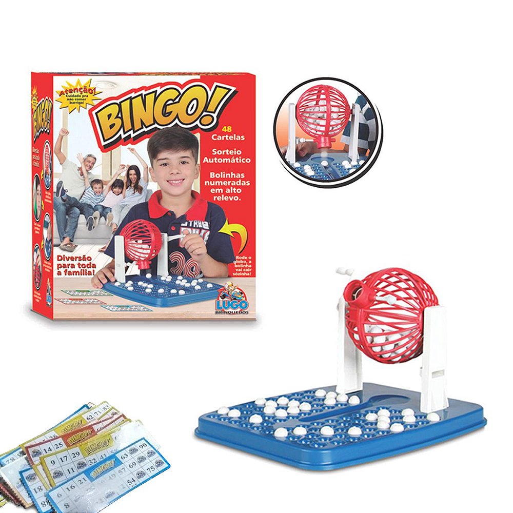 Jogo Bingo 48 Cartelas Brinquedo Infantil Sorteio Automático - Shop Macrozao