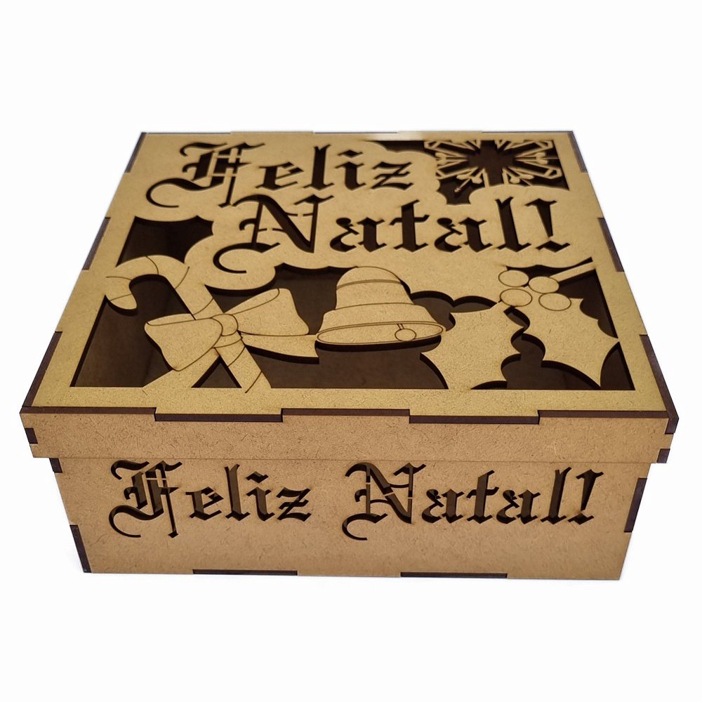 Caixa MDF Média (Feliz Natal) - Kit com 10 unidades - Arte na Textura - Corte e Gravação à Laser Caixa MDF Média (Feliz Natal) - Kit com 10 unidades - Arte na Textura - Corte e Gravação à Laser
