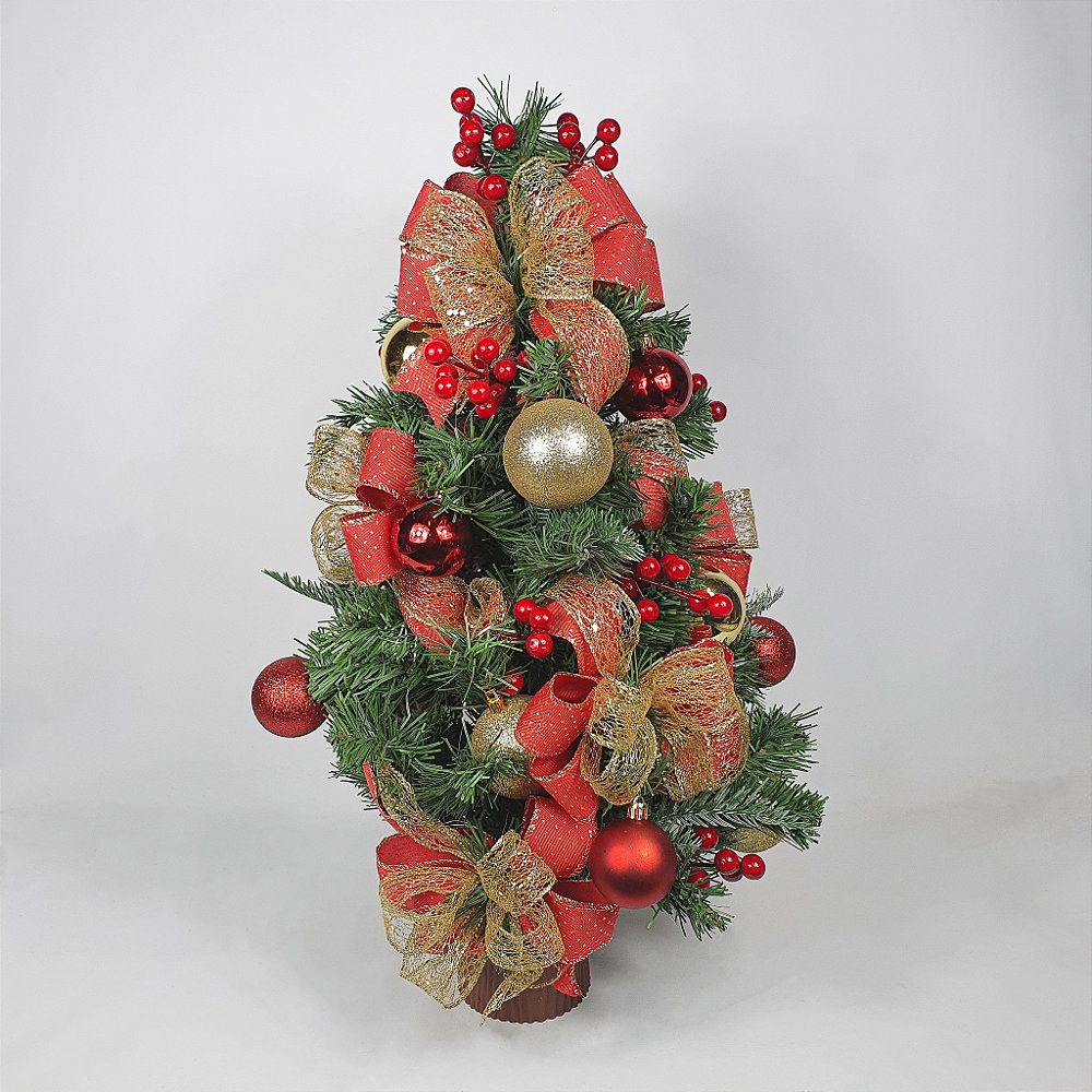 Árvore de Natal Decorada - Vermelho/Dourado - 35cm x 60cm - Christa De...Coração Árvore de Natal Decorada - Vermelho/Dourado - 35cm x 60cm - Christa De...Coração