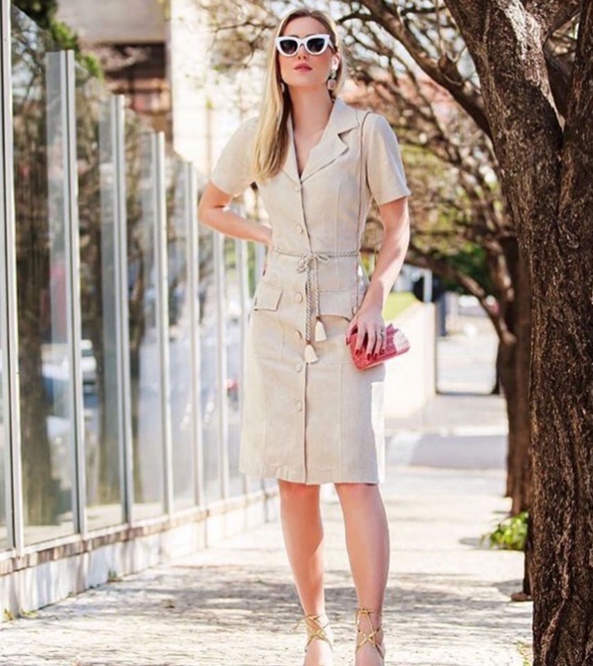 vestido chemise linho