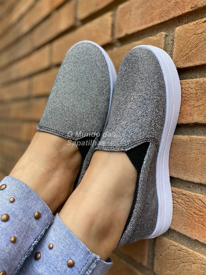 Tênis Slip On Glitter Prata - omundodassapatilhas.com.br