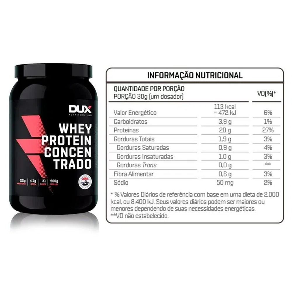 Whey Concentrado Dux 900g Curitiba Nutrition Suplementos