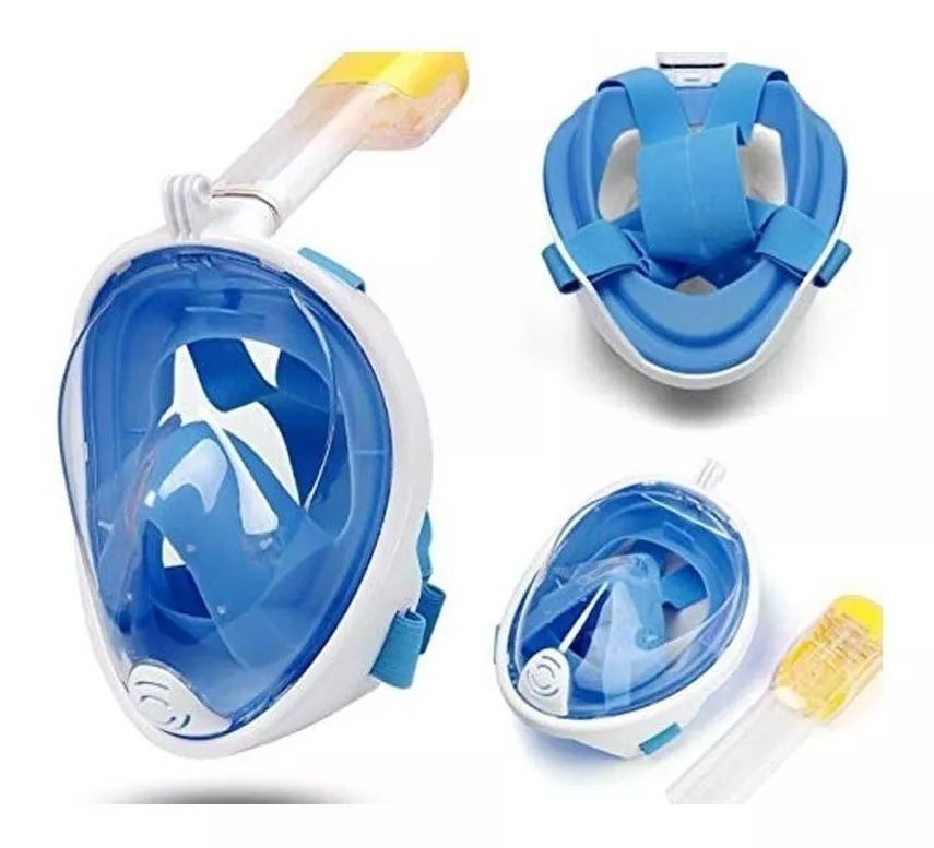 Máscara De Mergulho Rosto Inteiro Full Face Snorkel Com Base Gopro Anti  Embaçante Azul - P/M - Fox Ecom - Sua Compra Inteligente