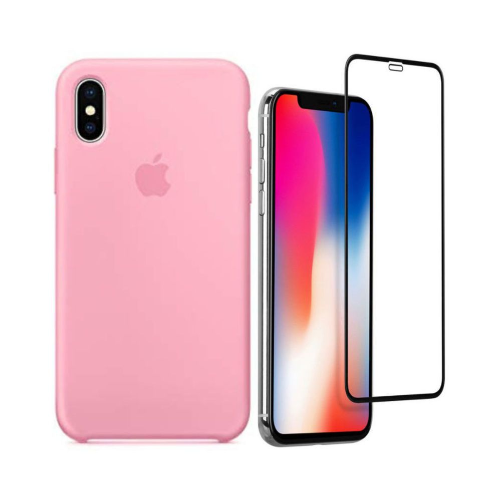 Capa para iPhone XR Silicone Case Rosa Bebê + Película