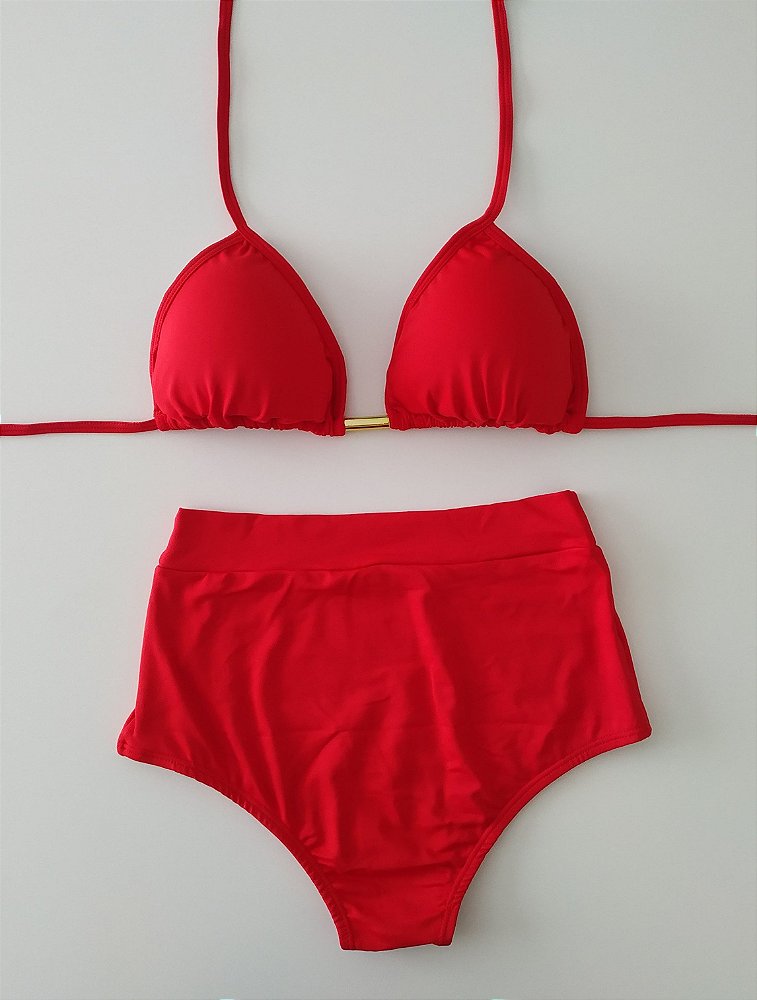 Biquíni cintura alta vermelho Clearance