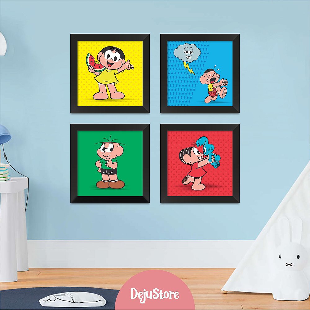 Kit Quadros Turma Da Mônica Cebolinha Cascão E Magali Decorando Com Amor Quadros Decorativos 1082