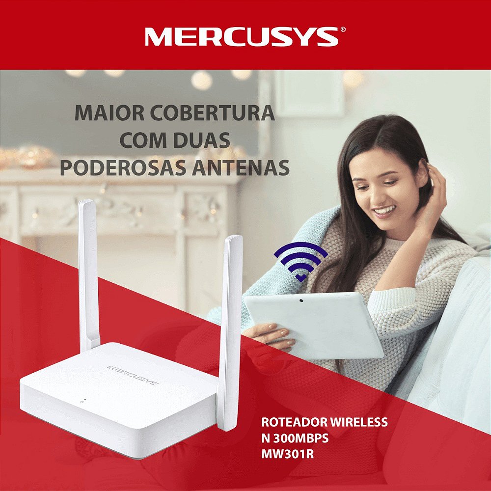 Roteador Mercusys Wireless N 300 Mbps Mw301r 2antenas Bivolt - Infinity  Distribuidor - Segurança e Qualidade