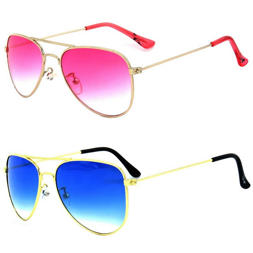 Kit de 2 Óculos de Sol Infantil Zjim Aviador Rosa e Azul - Prorider Concept  - Armações e Óculos de Sol