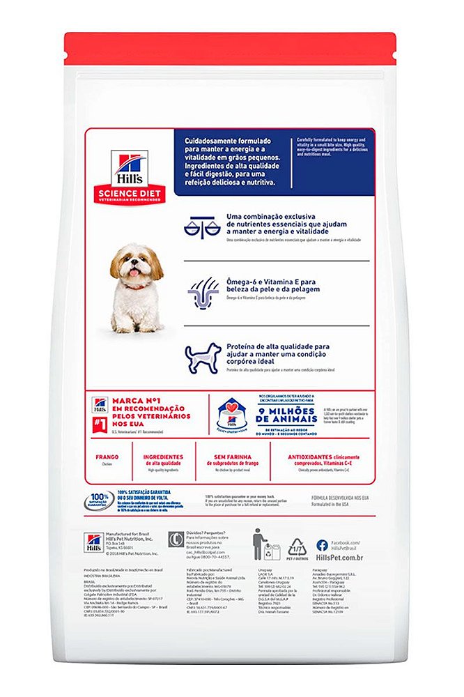 Ração Hill's Science Diet Sabor Frango Pedaços Pequenos para Cães ...