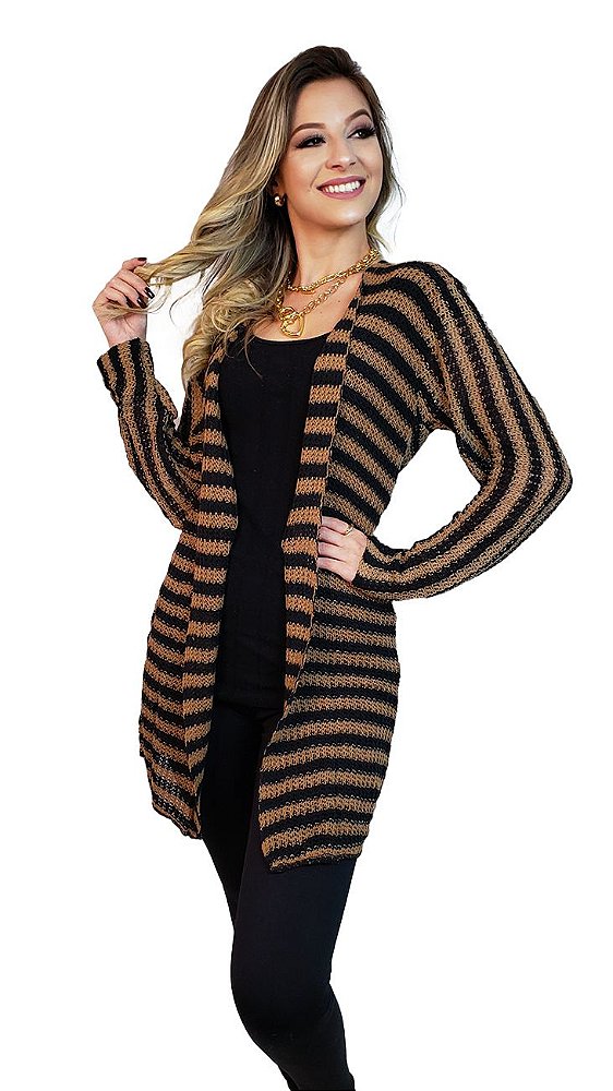 kimono listrado feminino
