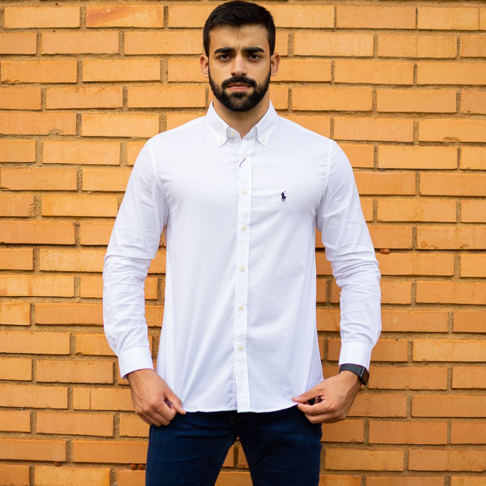 Camisa Social Polo Branca - Custom Fit - Men Prime