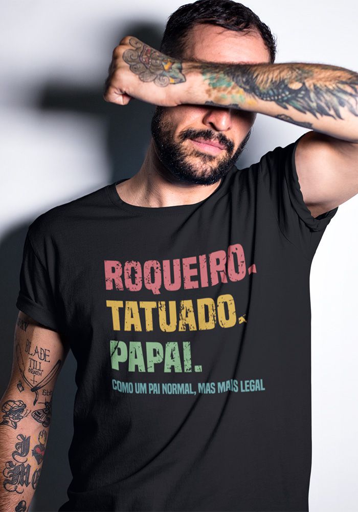 tatuado bonito papai camiseta