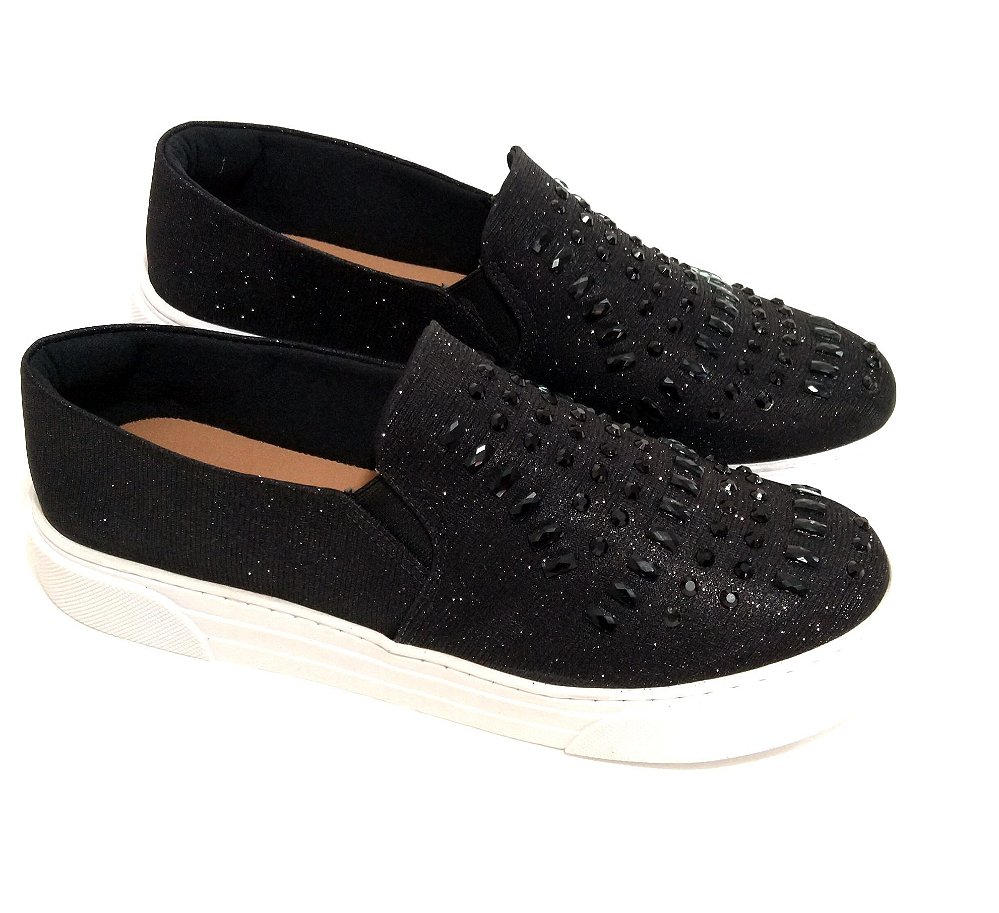 slip preto com pedras