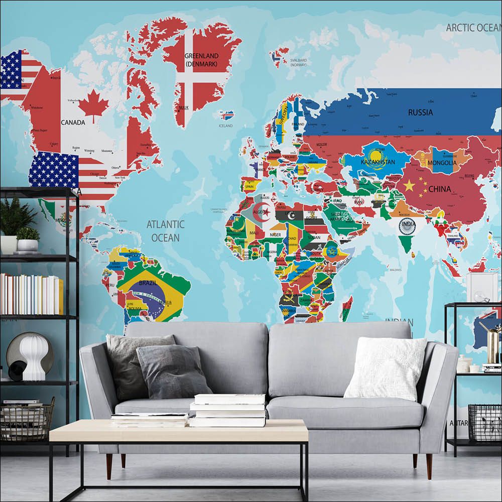 Papel de Parede Mapa Mundi Bandeiras | AloPapers.com.br - AloPapers Papel  de parede e adesivo de parede