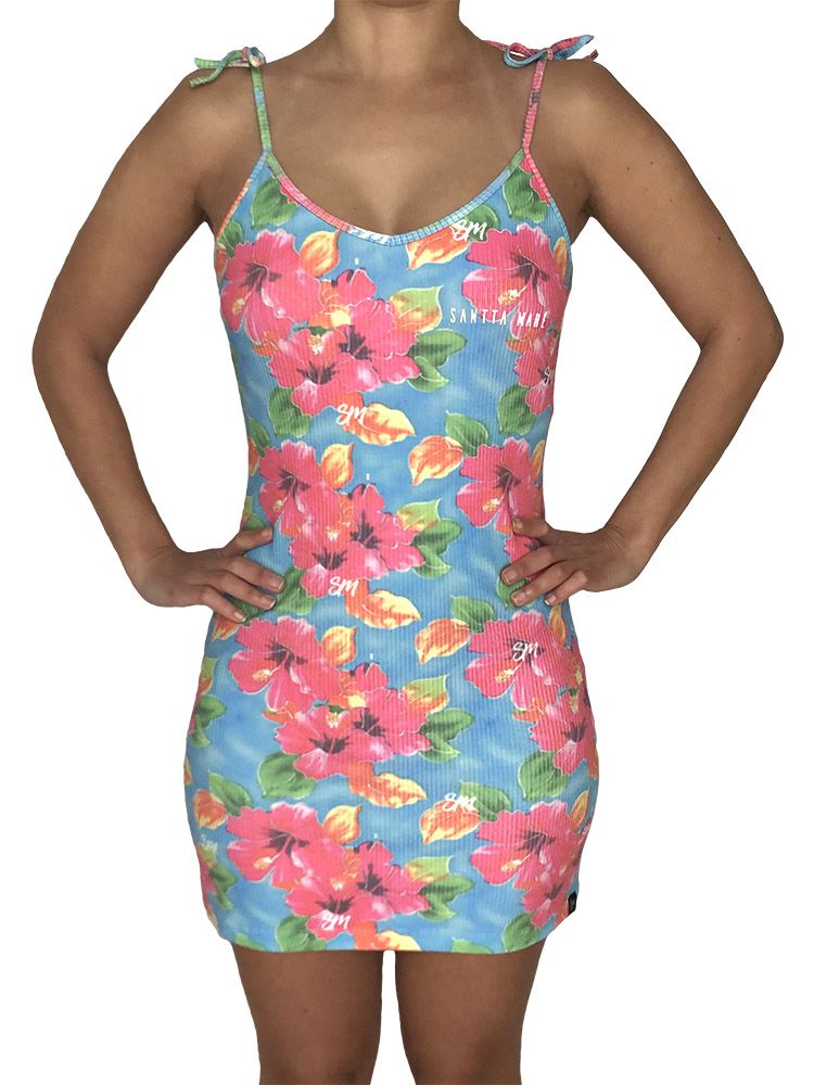 vestido canelado de alça