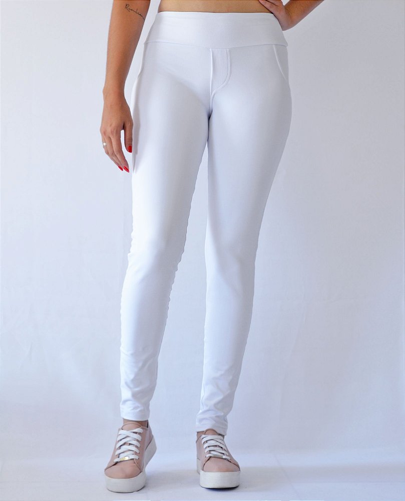 Calça Montaria Elastic Justa Suplex Poliamida Branca - Vital Wear - Moda  Fitness