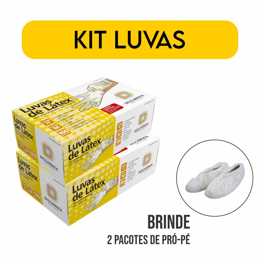 2 caixas de Luva Latex Tam M + 2 pacotes de Pro Pé Grátis - Trief Medical