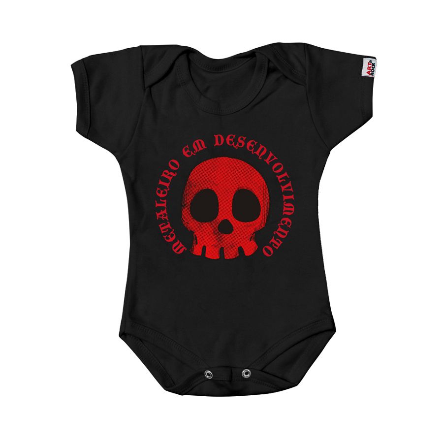 Body Bebe Metaleiro Preto Receba Em Casa Art Rock Camisetas