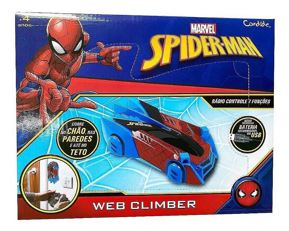 Veículo de Controle remoto Homem Aranha Web Climber Candide 5854 - Blanc  Toys - Felicidade em brinquedos