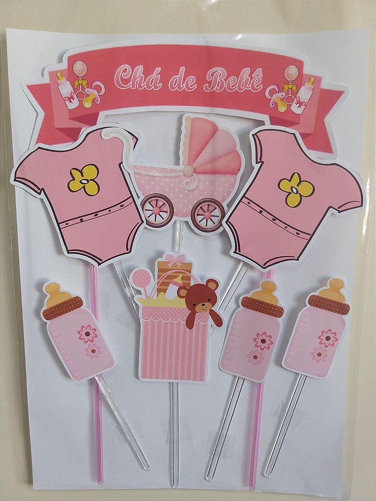 Cha Bebe Rosa Topo De Bolo 24 s Para Doces Papel Arroz Especial Cha Bebe Rosa Topo De Bolo 24 s Para Doces Papel Arroz Especial