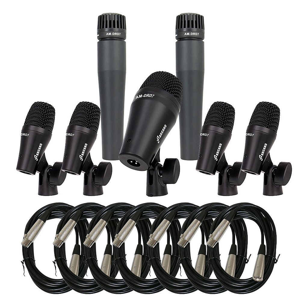 Kit de 7 microfones dinâmicos Arcano AM-DRD7 c/ 7 cabos XLR - Rede  Discovery – O portal do músico brasileiro