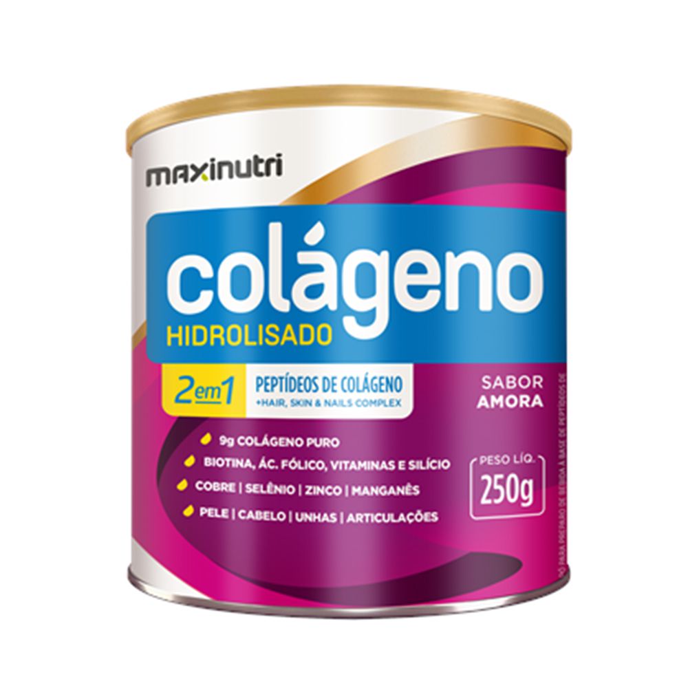 Col?geno Hidrolisado 2 em 1 Amora 250g - Maxinutri - Natukura Produtos