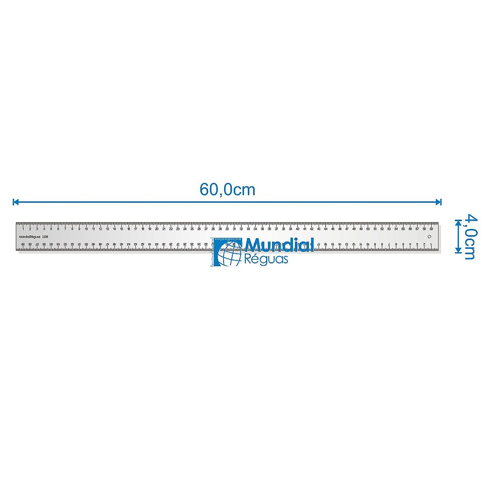 Régua 60 cm Milimetragem Dupla Ponta a Ponta em acrílico - Mundial ...
