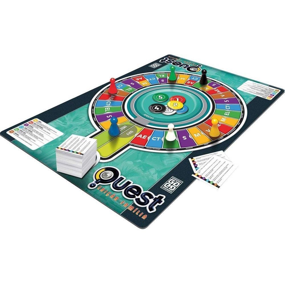 Jogo de Tabuleiro Quest Edição Família 2640 Perguntas Grow Magazine Isamor Tudo em um só