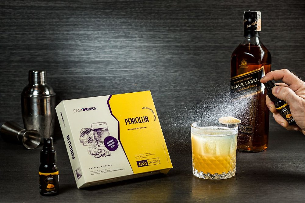 Kit Penicillin Clássico Penicillin Johnnie Walker Black Label Brinde 2 Copos Whisky Easy