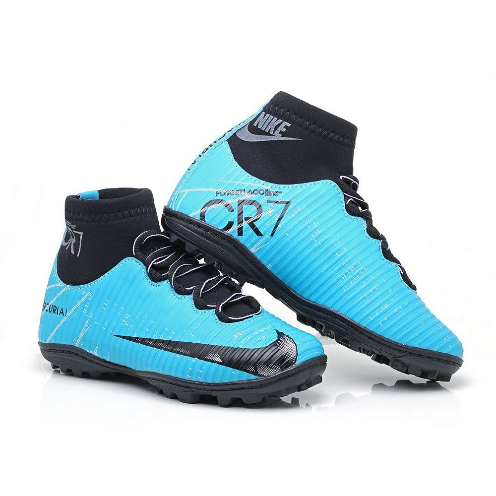 Grande finalizando igual Chuteira Society Nike Mercurial Cr7 Azul Preto - I-Run Shoes | Sports
