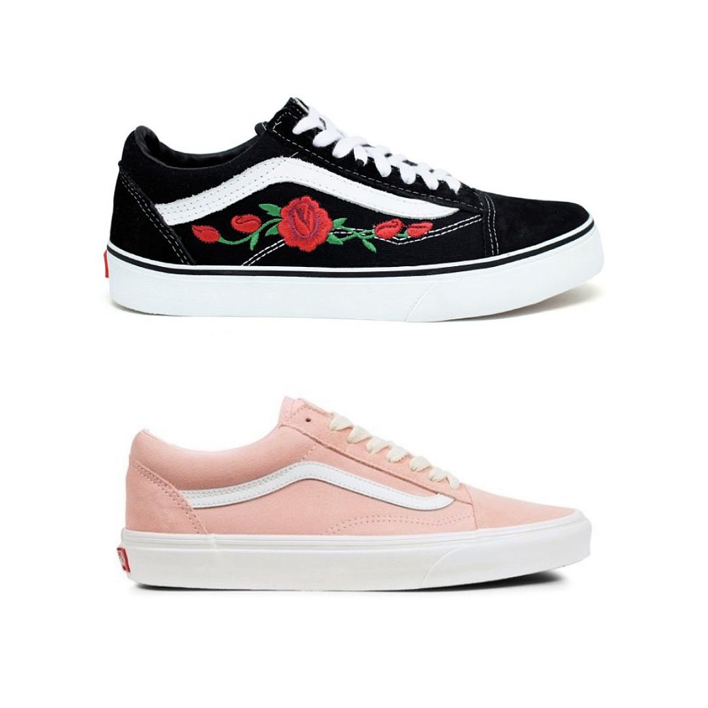 vans com flor vermelha