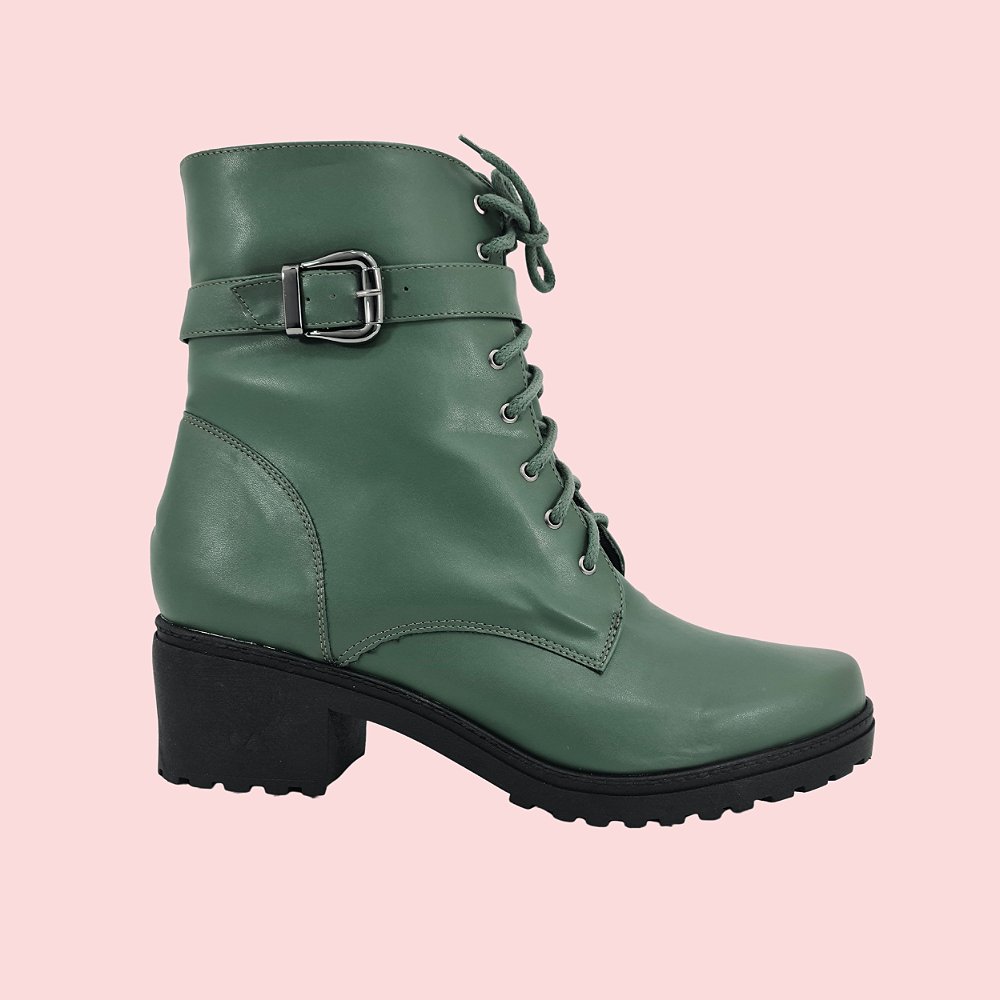 Coturno Feminino verde Army numeração especial 1430364 - Kalceaki Calçados  | Calçados Numeração Grande do 33 ao 45