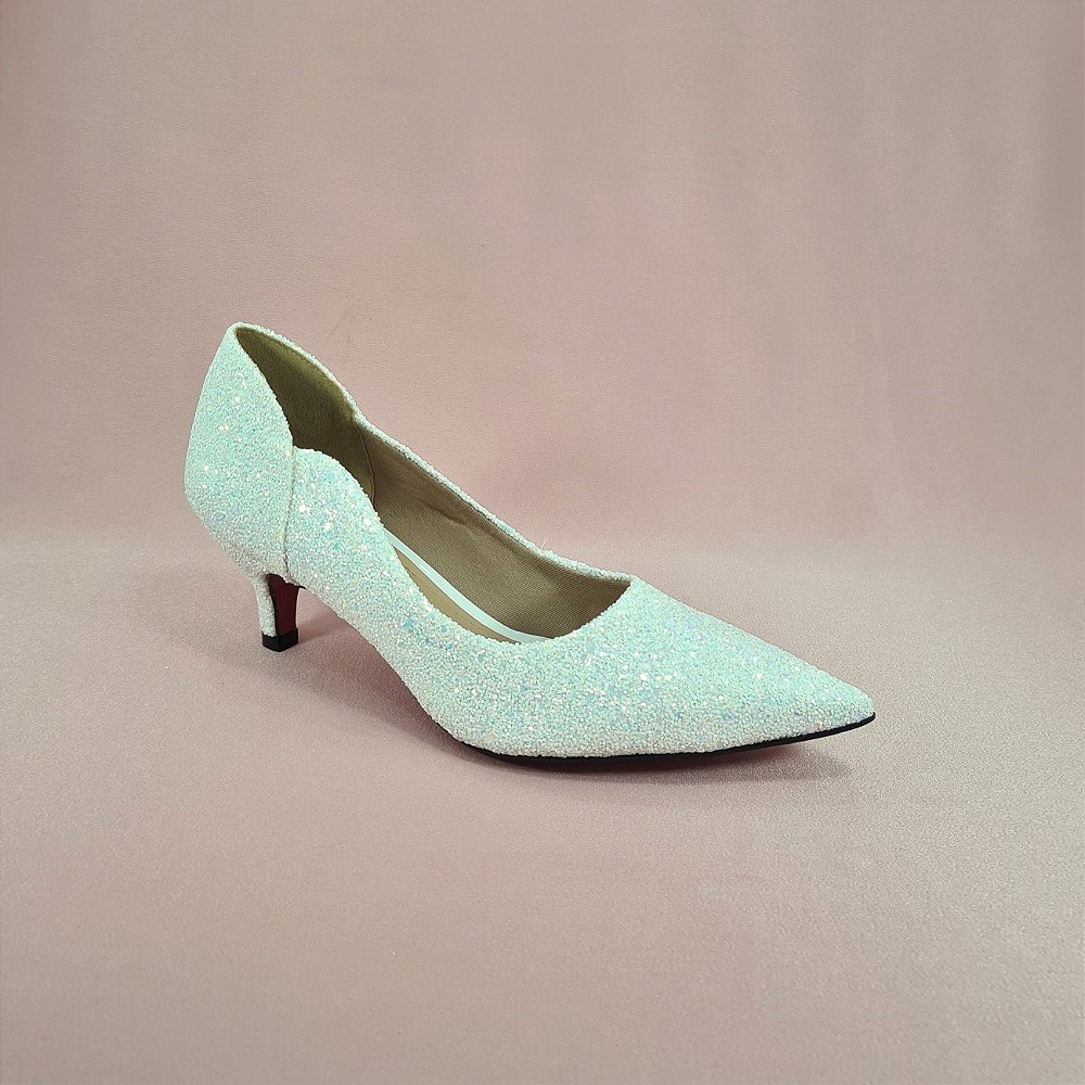 Sapato scarpin casamento de noiva festa salto baixo glitter branco -  Kalceaki Calçados | Calçados Numeração Grande do 33 ao 45