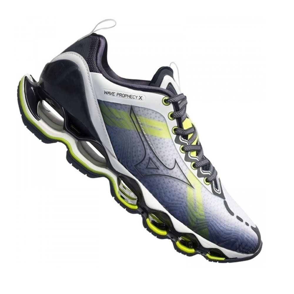 Tênis Mizuno Wave Prophecy X Branco/Azul/Amarelo Masculino - Tontri Esportes