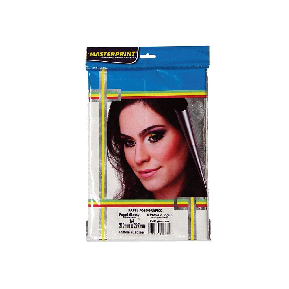 Papel Fotográfico Masterprint Glossy A4 Brilhante Branco 230g C50 Folhas Casa Vieira 9458