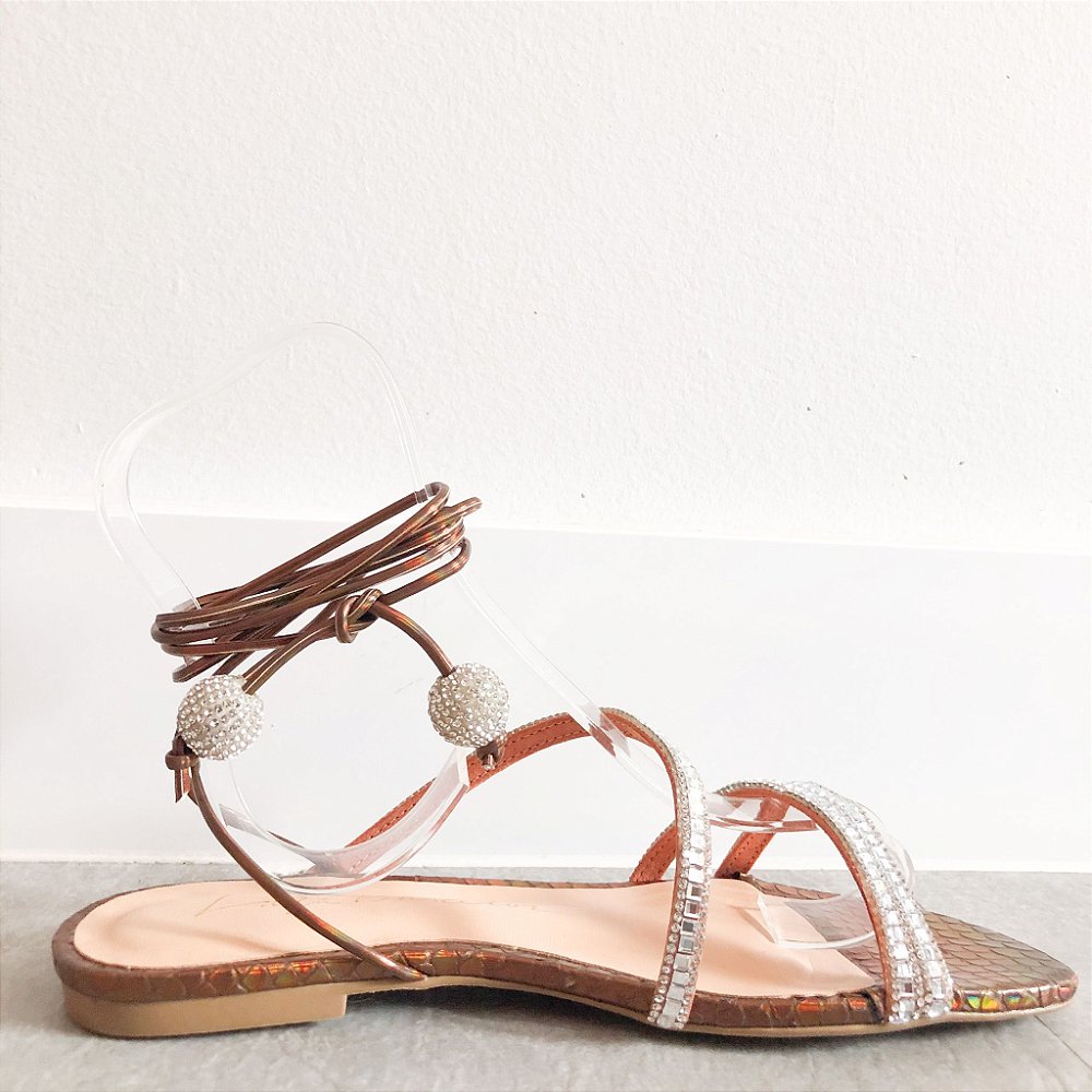 Maria Celia Calcados - Sandália Snake Oasis Caramelo Luíza Barcelos