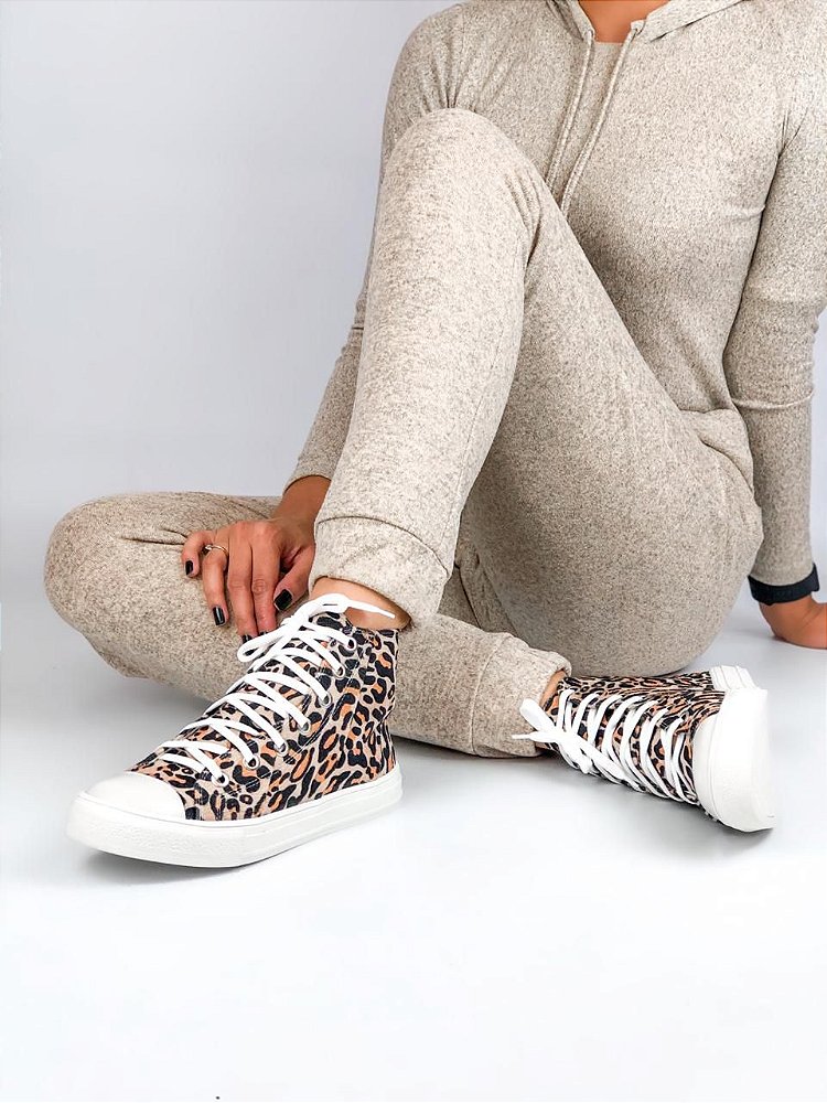 tenis cano alto animal print