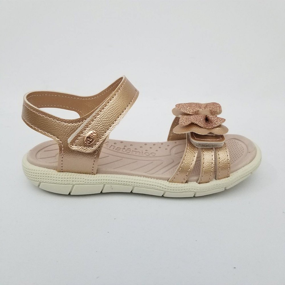 Sandália Infantil Papete Feminina Klin Tic Tac 171091 - Ouro Rosado - Santos Calçados \u0026 Fitness
