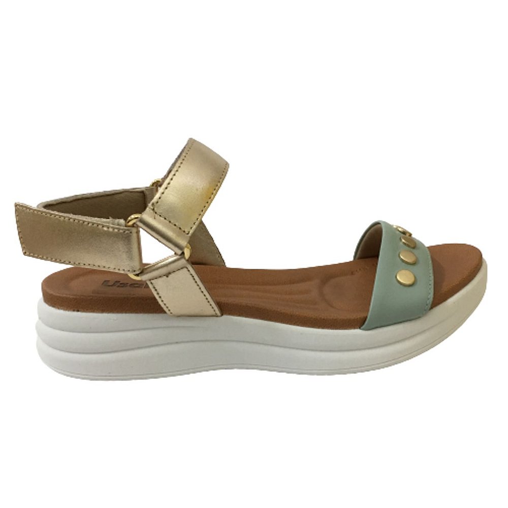 Sandália Feminina Papete Plataforma Usaflex Ae 4306 Cor Verde - Santos Calçados Fitness