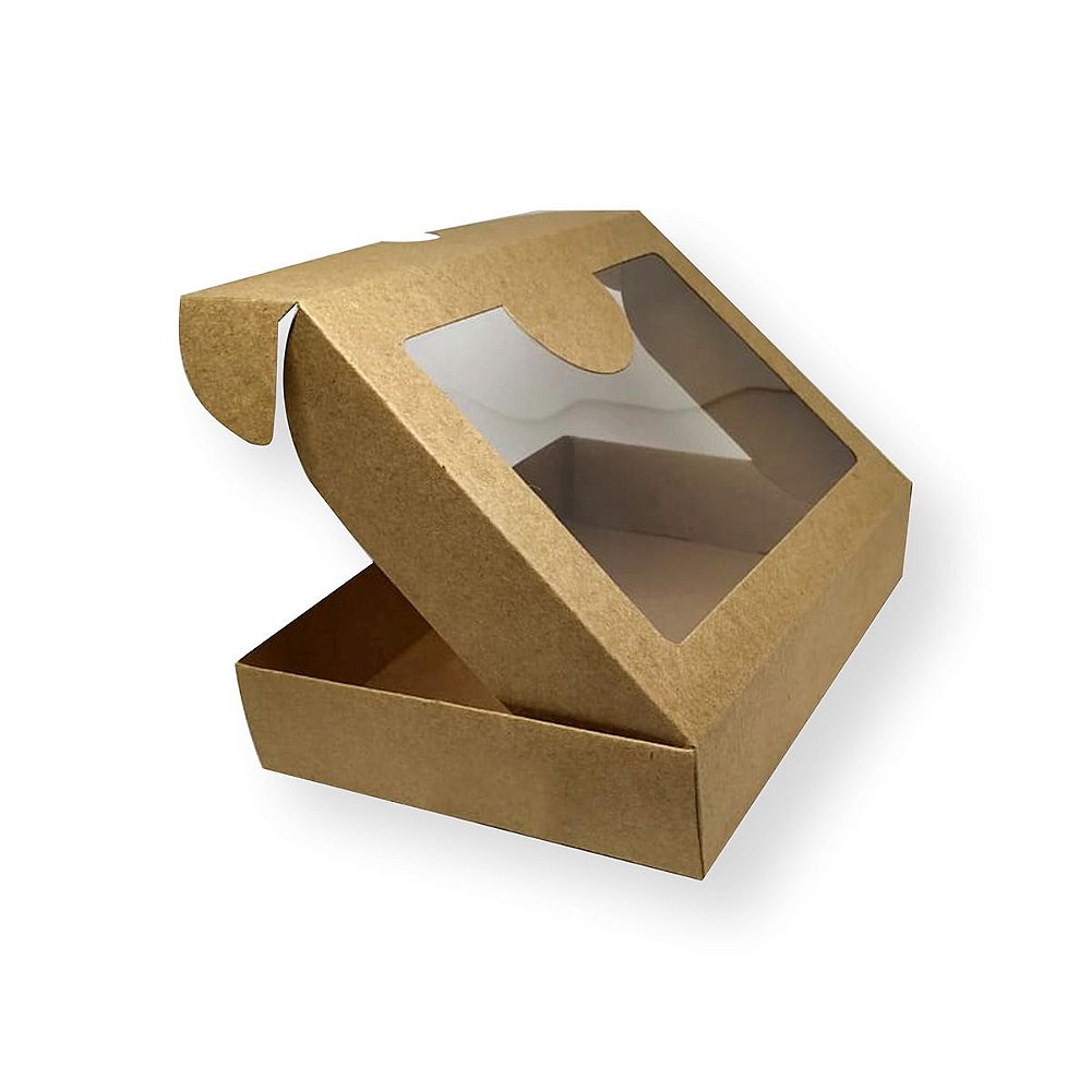 Caixa De Kraft Com Visor Caixa Kraft com Visor - 21x15x4cm - 20 unds. - ZAZ Sacolas e Embalagens