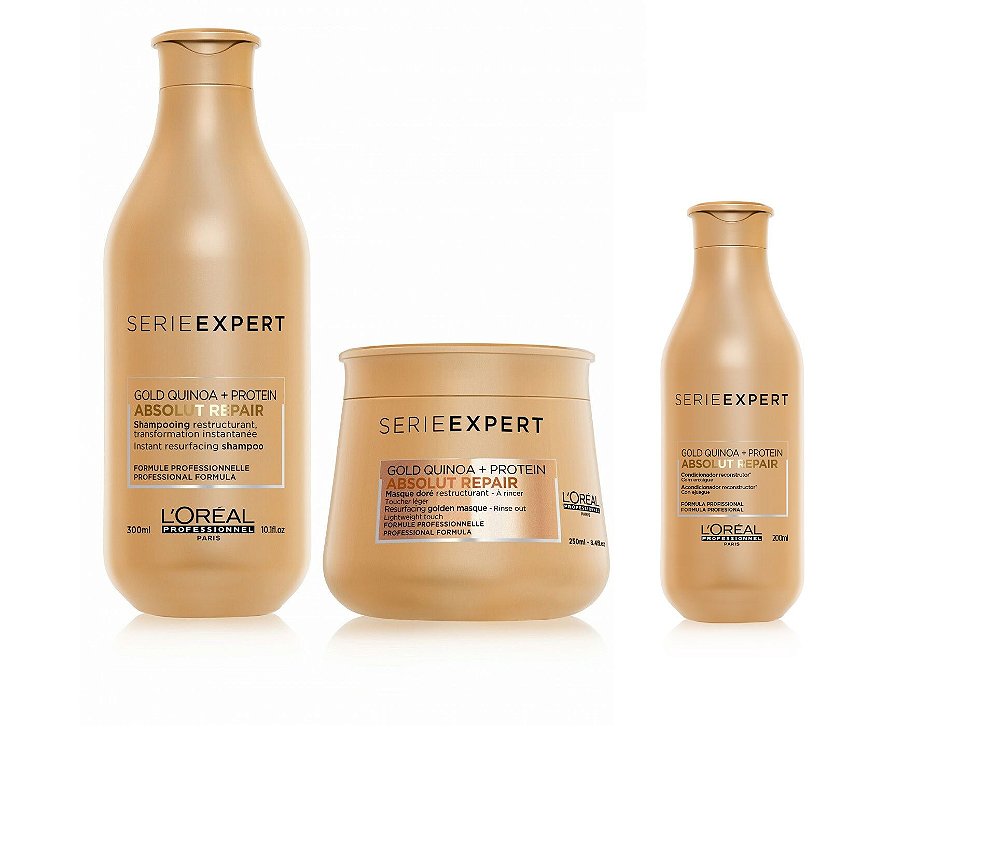 Kit Absolut Repair Gold Quinoa + Protein L'Oréal Professionnel - Shampoo  300ml + Máscara 250g + Condicionador 200ml - Loja de Cosméticos Online em  Copacabana