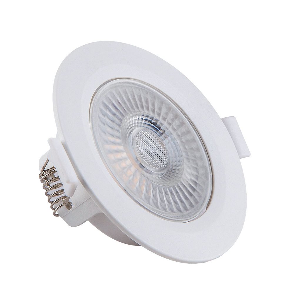 Kit 05 Spots de Embutir LED Redondo PP 5W 6500K Luminária Teto/Gesso